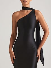 Oh Polly Black Sheril  Asymmetric Scarf Detail Maxi Dress - Image 5 of 5