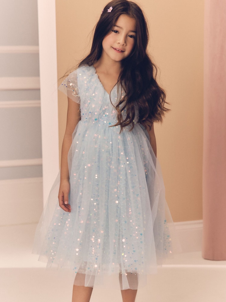 Blue Sequin Occasion Dress (3-16yrs) - Image 2 of 9