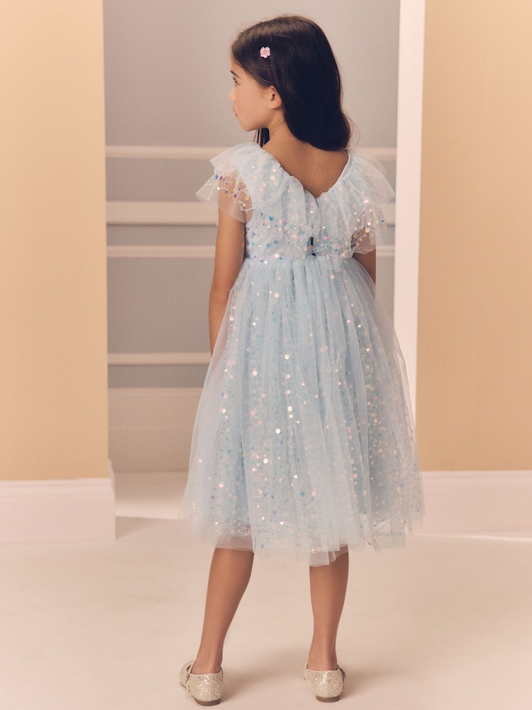 Blue Sequin Occasion Dress (3-16yrs) - Image 3 of 9