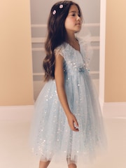 Blue Sequin Occasion Dress (3-16yrs) - Image 4 of 9