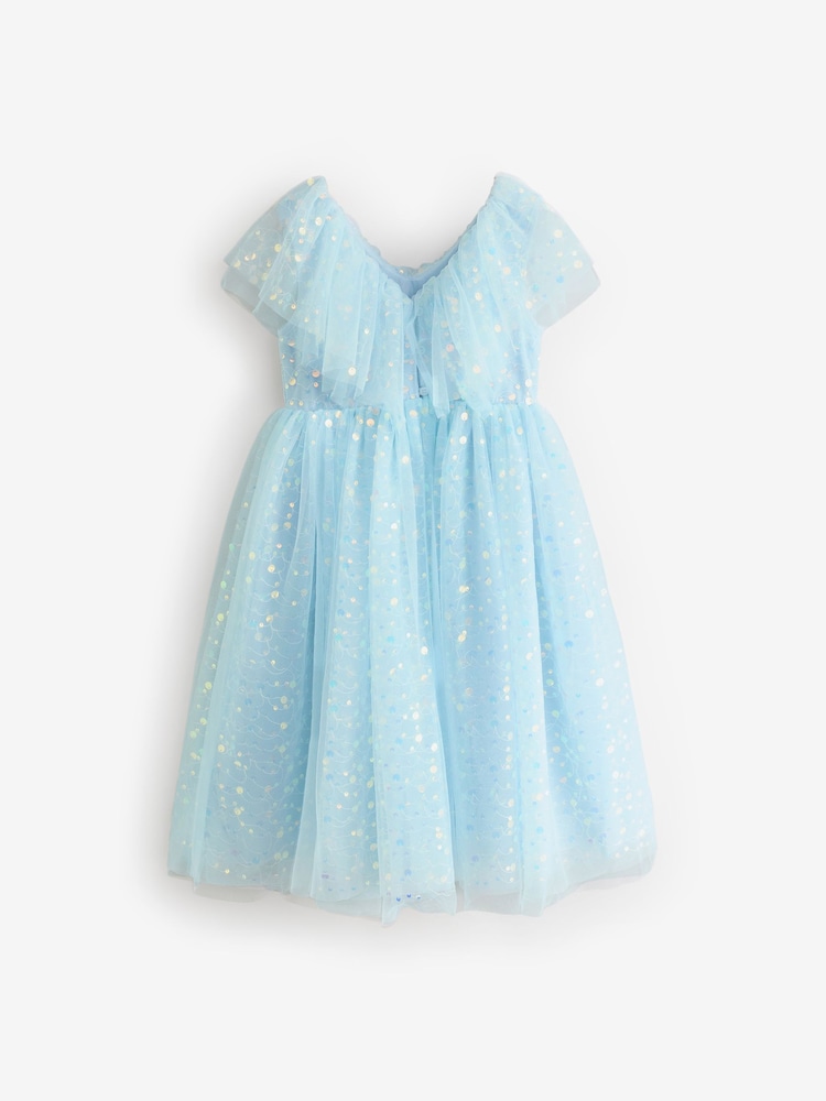 Blue Sequin Occasion Dress (3-16yrs) - Image 6 of 9