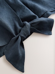 Slate Grey 100% Linen Tie Front Short Sleeve Shirt - Image 6 of 7