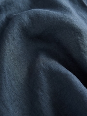 Slate Grey 100% Linen Tie Front Short Sleeve Shirt - Image 7 of 7