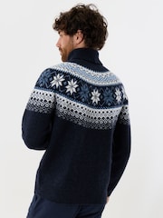 Threadbare Blue Fairisle Roll Neck Christmas Jumper - Image 2 of 4