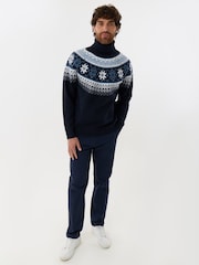 Threadbare Blue Fairisle Roll Neck Christmas Jumper - Image 3 of 4