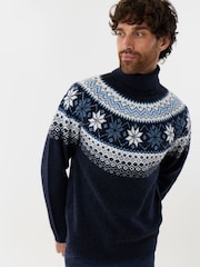 Threadbare Blue Fairisle Roll Neck Christmas Jumper - Image 4 of 4