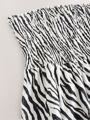 Black/White Zebra Print Shirred Peplum Bandeau Boobtube With Linen - Image 7 of 8