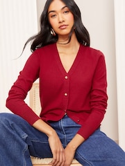 Friends Like These Red V-Neck Cardigan - Image 1 of 5