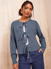Friends Like These Blue Bow Detail Cardigan - Image 1 of 4
