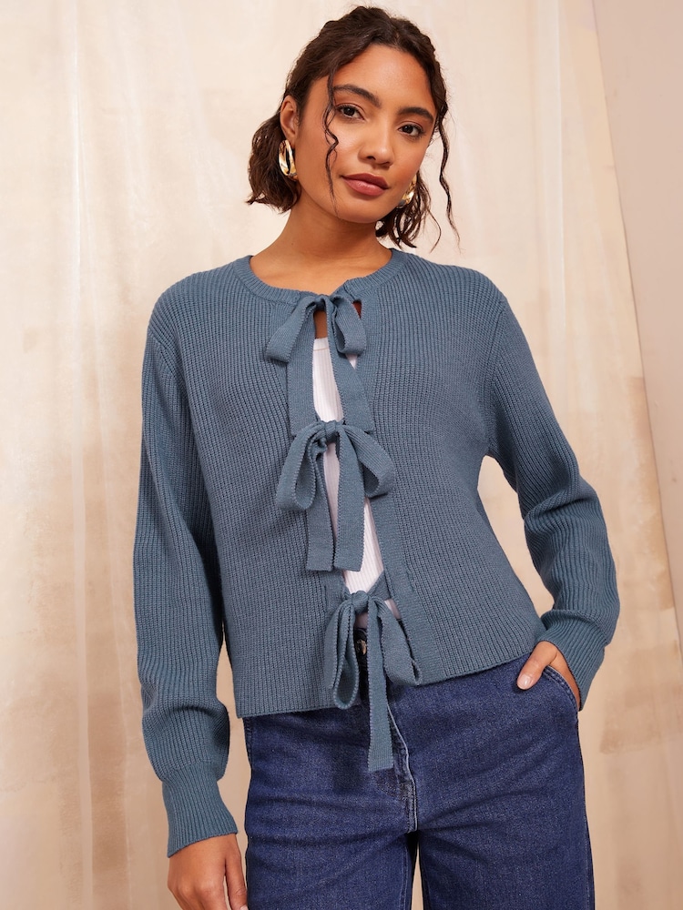 Friends Like These Blue Bow Detail Cardigan - Image 1 of 4