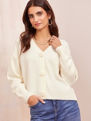 Friends Like These Ivory Rose Button Cardigan - Image 1 of 4