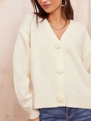 Friends Like These Ivory Rose Button Cardigan - Image 2 of 4