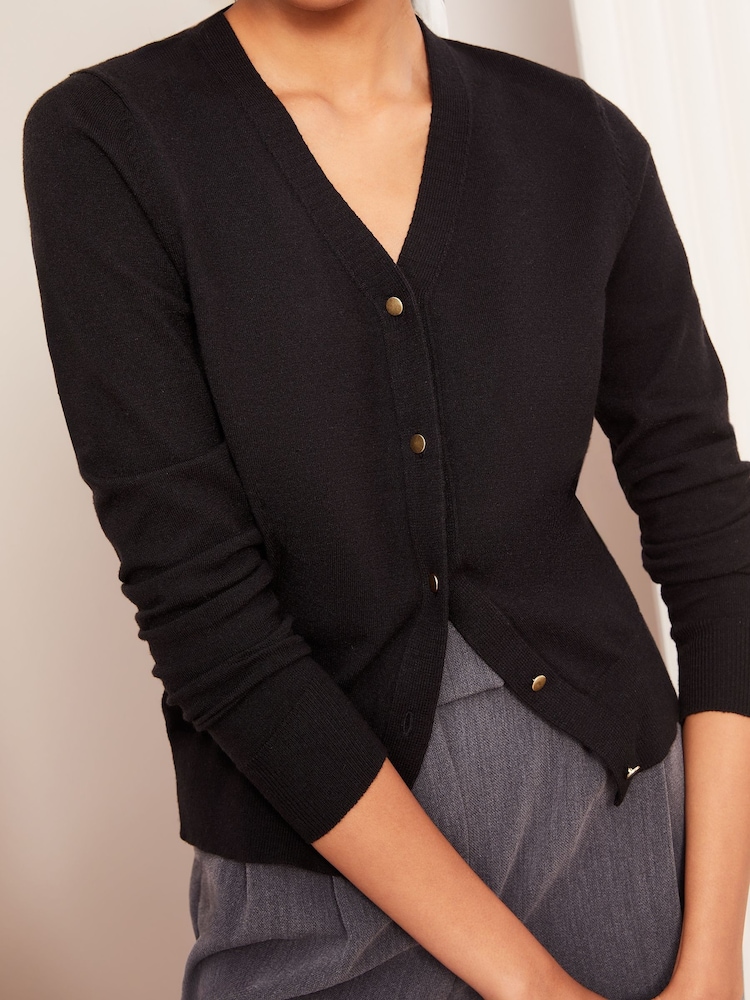 Friends Like These Black V-Neck Cardigan - Image 1 of 4