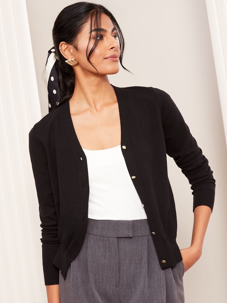 Friends Like These Black V-Neck Cardigan - Image 2 of 4