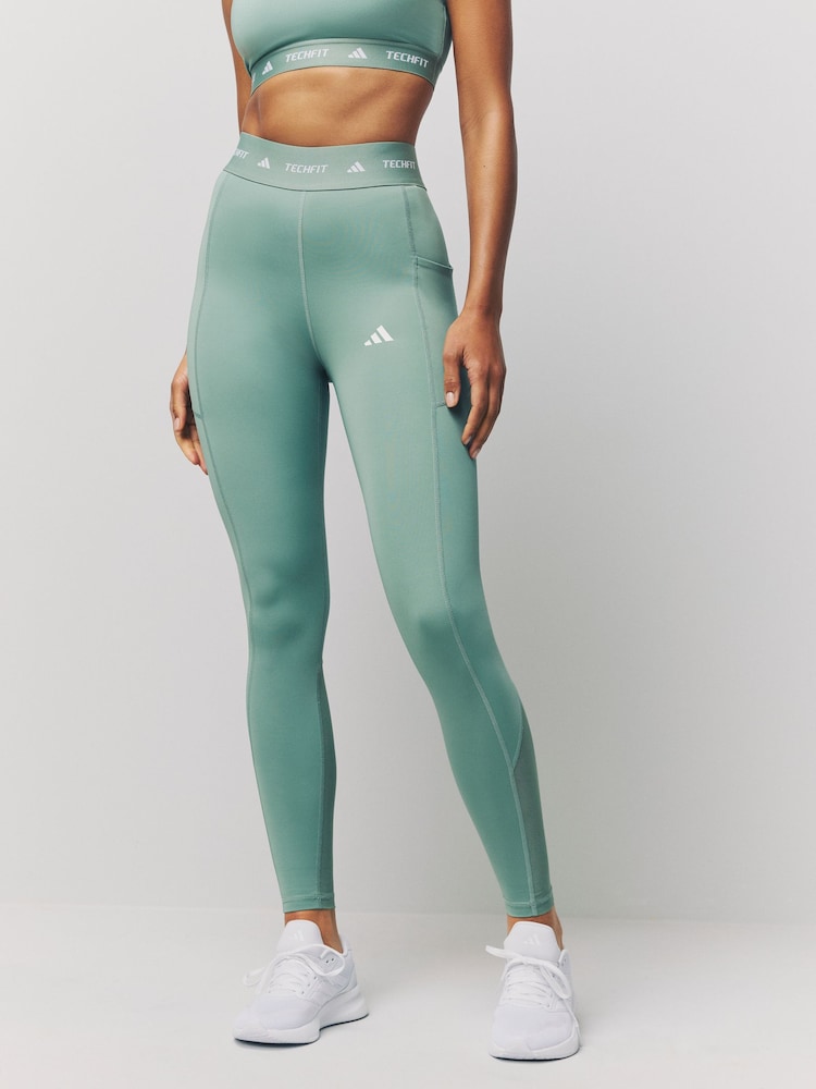 adidas Green TECFIT Pocket Full-Length Leggings - Image 1 of 6 adidas Green TECFIT Pocket Full-Length Leggings - Image 1 of 6