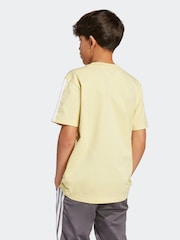 adidas Yellow Essentials 3 Stripes 100% Cotton T-Shirt - Image 2 of 6