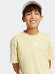 adidas Yellow Essentials 3 Stripes 100% Cotton T-Shirt - Image 5 of 6