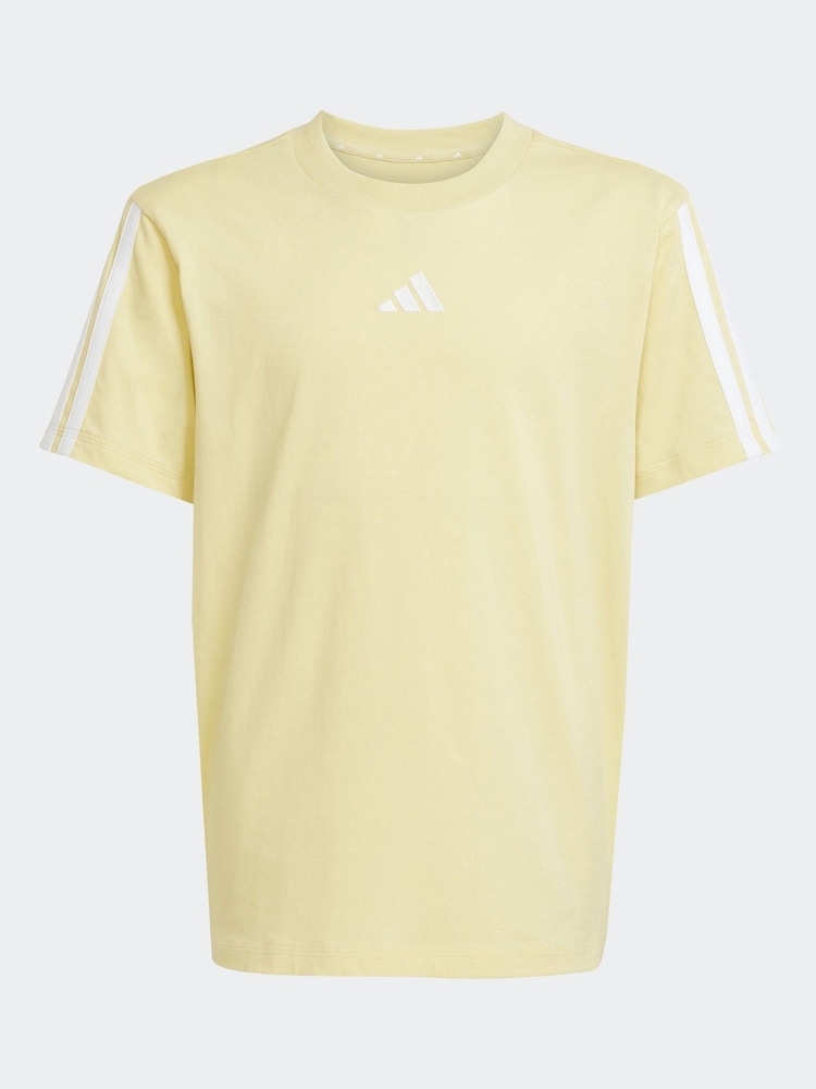 adidas Yellow Essentials 3 Stripes 100% Cotton T-Shirt - Image 6 of 6