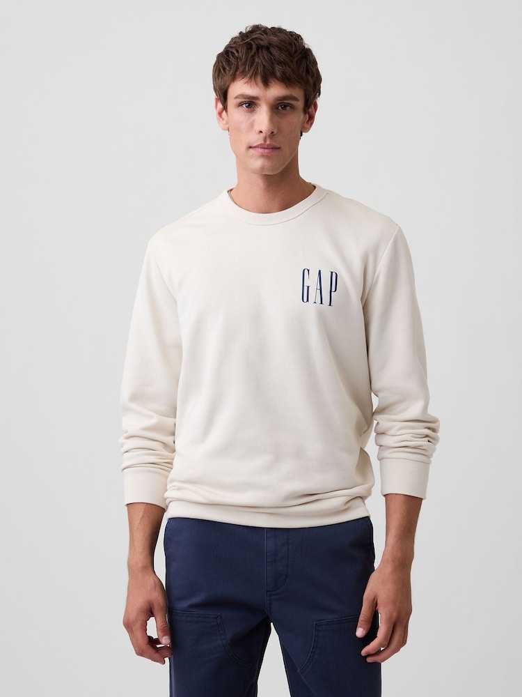 Gap Cream Logo Crew Neck Sweatshirt - Image 1 of 4 Gap Cream Logo Crew Neck Sweatshirt - Image 1 of 4