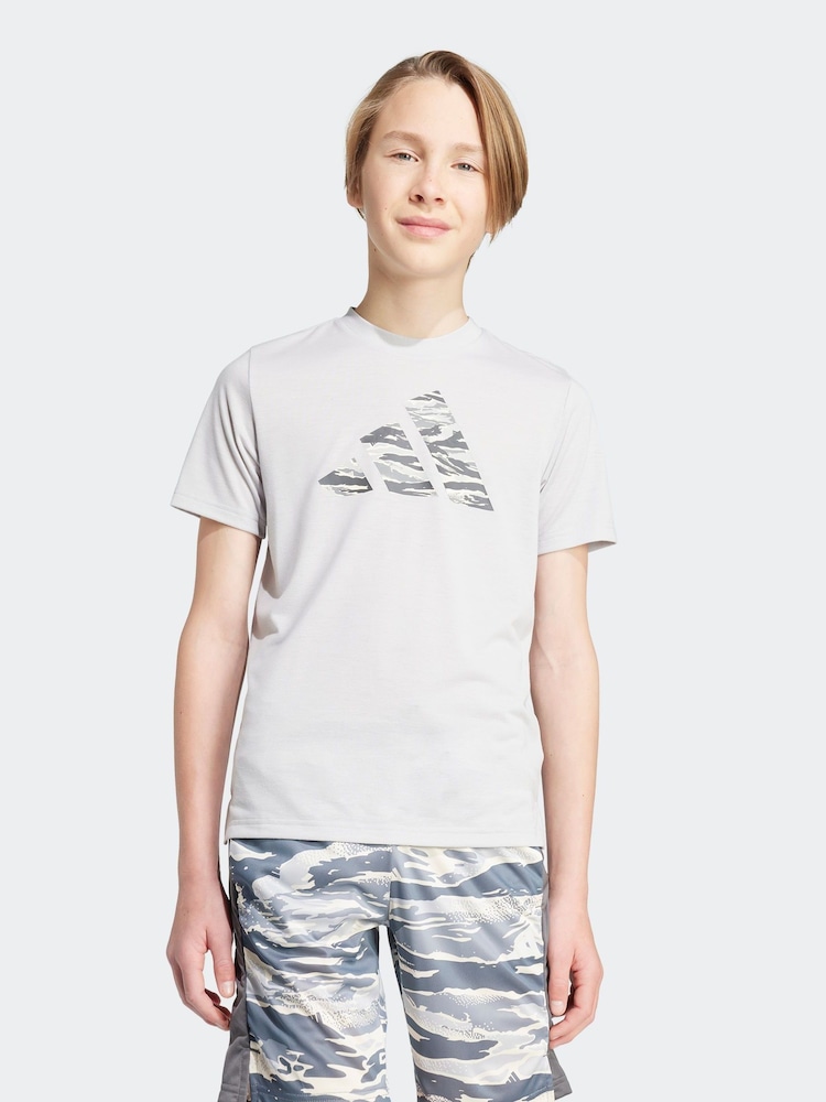 adidas Grey Essentials Camo Logo Training T-Shirt - Image 1 of 6