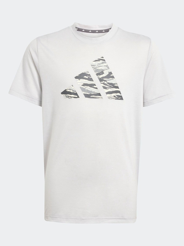 adidas Grey Essentials Camo Logo Training T-Shirt - Image 6 of 6
