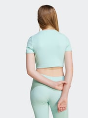adidas Originals Green Ribbed Crop T-Shirt - Image 2 of 5