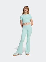 adidas Originals Green Ribbed Crop T-Shirt - Image 3 of 5