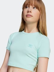adidas Originals Green Ribbed Crop T-Shirt - Image 4 of 5