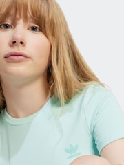 adidas Originals Green Ribbed Crop T-Shirt - Image 5 of 5
