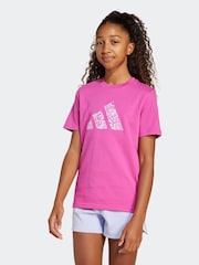 adidas Pink Animal Print Logo 100% Cotton T-Shirt - Image 1 of 6