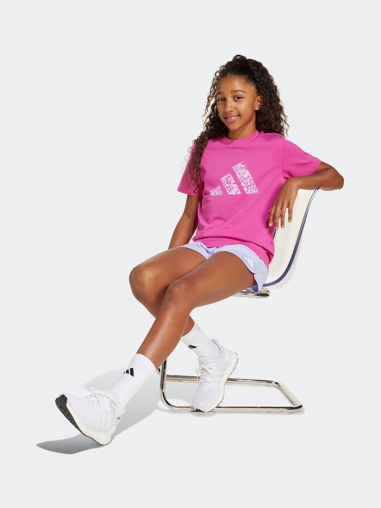 adidas Pink Animal Print Logo 100% Cotton T-Shirt - Image 3 of 6