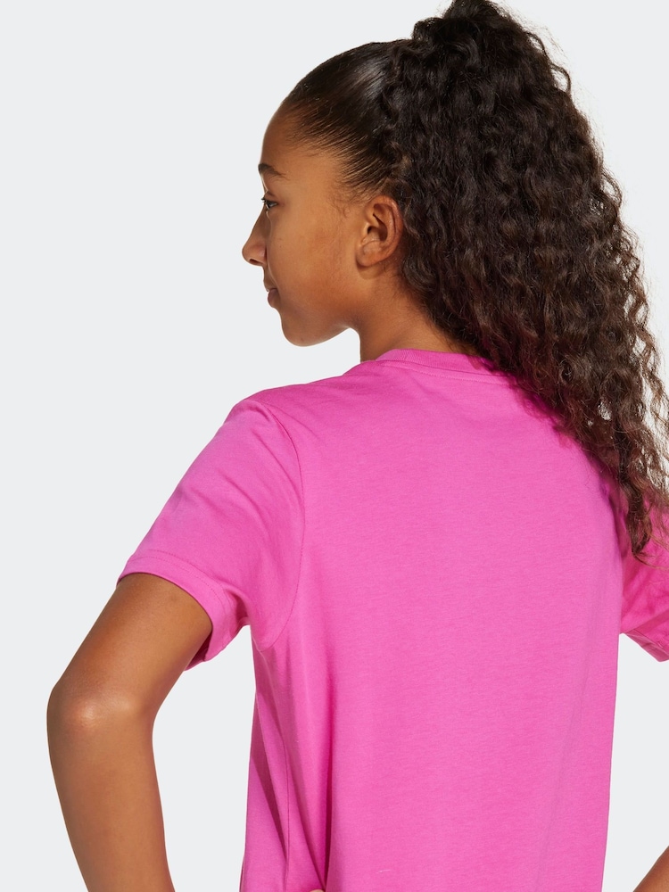 adidas Pink Animal Print Logo 100% Cotton T-Shirt - Image 4 of 6