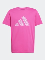 adidas Pink Animal Print Logo 100% Cotton T-Shirt - Image 6 of 6