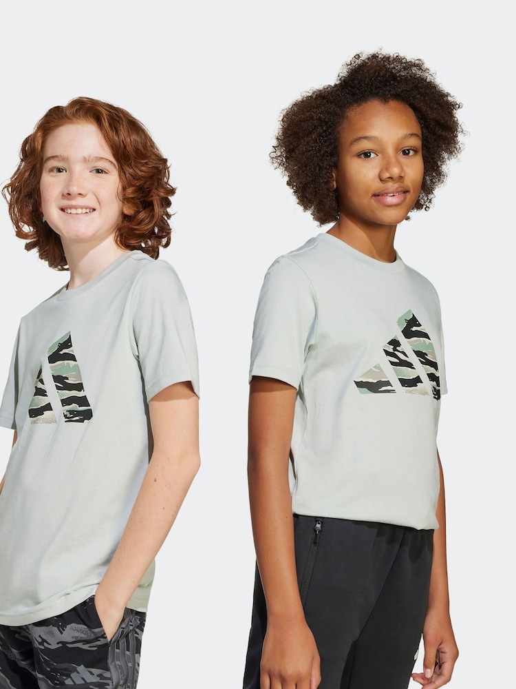 adidas Grey Camo Logo 100% Cotton T-Shirt - Image 1 of 6 adidas Grey Camo Logo 100% Cotton T-Shirt - Image 1 of 6