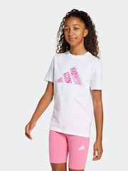 adidas White Animal Print Logo 100% Cotton T-Shirt - Image 1 of 6