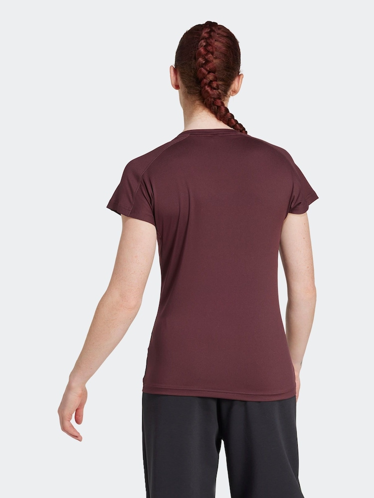 adidas Red Essential Minimal T-Shirt - Image 2 of 5 adidas Red Essential Minimal T-Shirt - Image 2 of 5