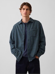 Gap Blue Relaxed Flannel Shirt - Image 1 of 4