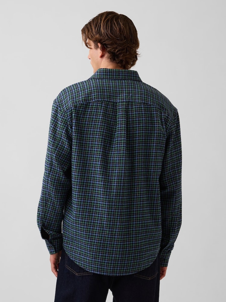 Gap Blue Relaxed Flannel Shirt - Image 2 of 4 Gap Blue Relaxed Flannel Shirt - Image 2 of 4