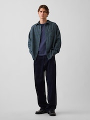 Gap Blue Relaxed Flannel Shirt - Image 3 of 4