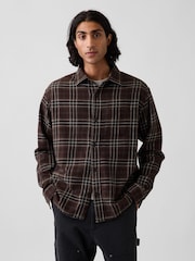Gap Brown Check Relaxed Flannel Shirt - Image 1 of 4