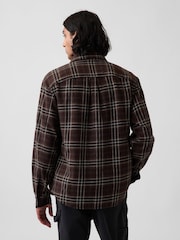 Gap Brown Check Relaxed Flannel Shirt - Image 2 of 4