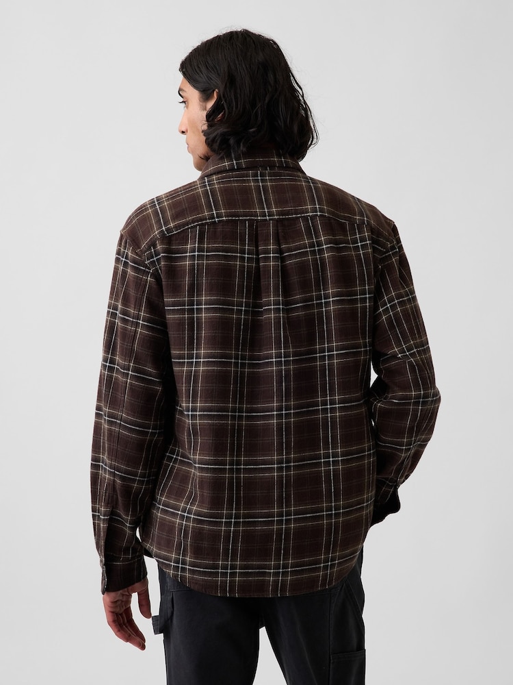 Gap Brown Check Relaxed Flannel Shirt - Image 2 of 4 Gap Brown Check Relaxed Flannel Shirt - Image 2 of 4