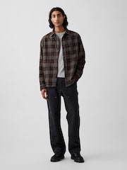 Gap Brown Check Relaxed Flannel Shirt - Image 3 of 4