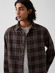 Gap Brown Check Relaxed Flannel Shirt - Image 4 of 4