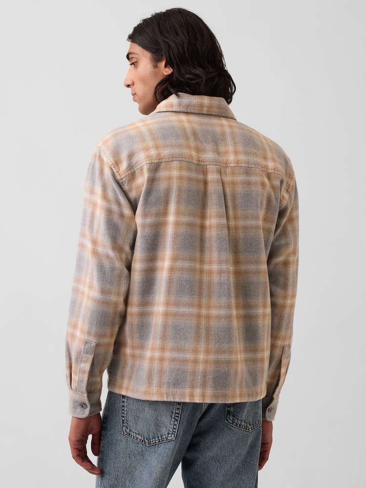 Gap Grey/Yellow Check Relaxed Straight-Hem Flannel Shirt - Image 2 of 4 Gap Grey/Yellow Check Relaxed Straight-Hem Flannel Shirt - Image 2 of 4