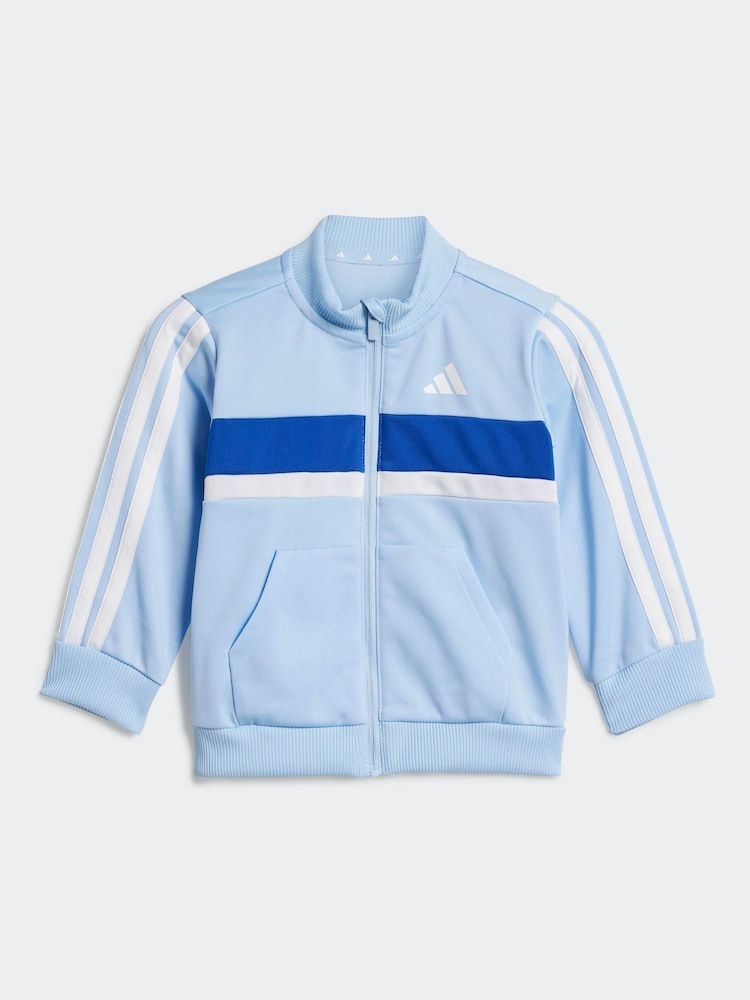adidas Blue Essentials Tiberio 3 Stripe Tracksuit - Image 2 of 7