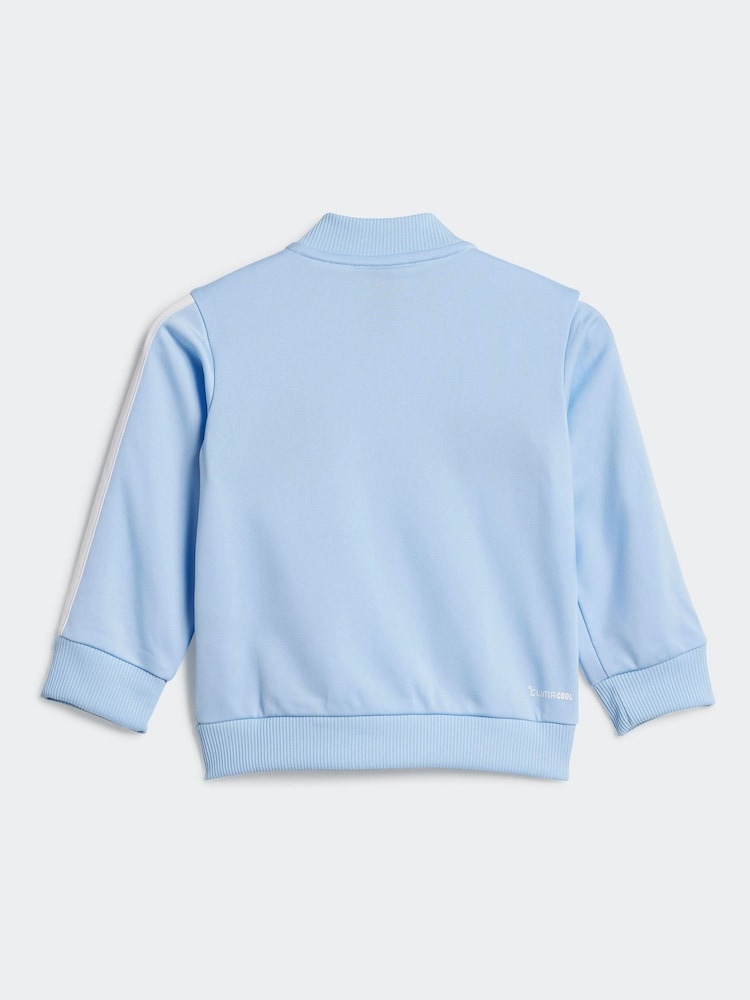 adidas Blue Essentials Tiberio 3 Stripe Tracksuit - Image 3 of 7