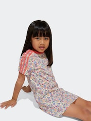 adidas originals White Blue Floral Liberty London 100% Cotton T-shirt Dress - Image 5 of 6