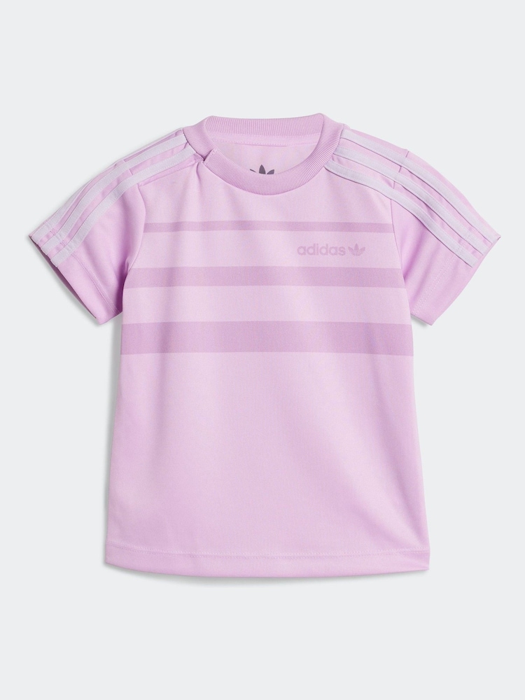 adidas originals Purple Stripe Shorts and T-Shirt Set - Image 2 of 7