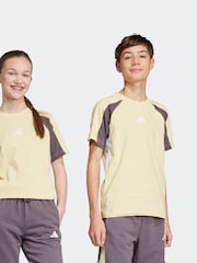 adidas Yellow Essentials Colourblock 100% Cotton T-Shirt - Image 1 of 6